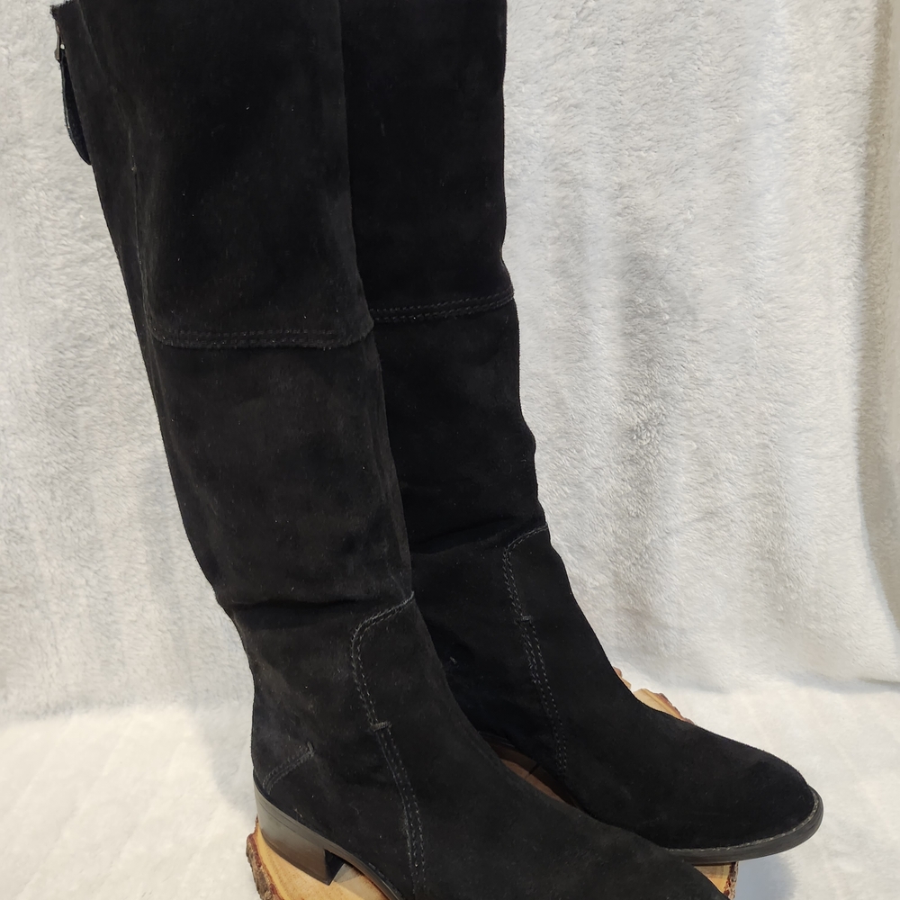 Franco Sarto Black Suede Heeled Boots